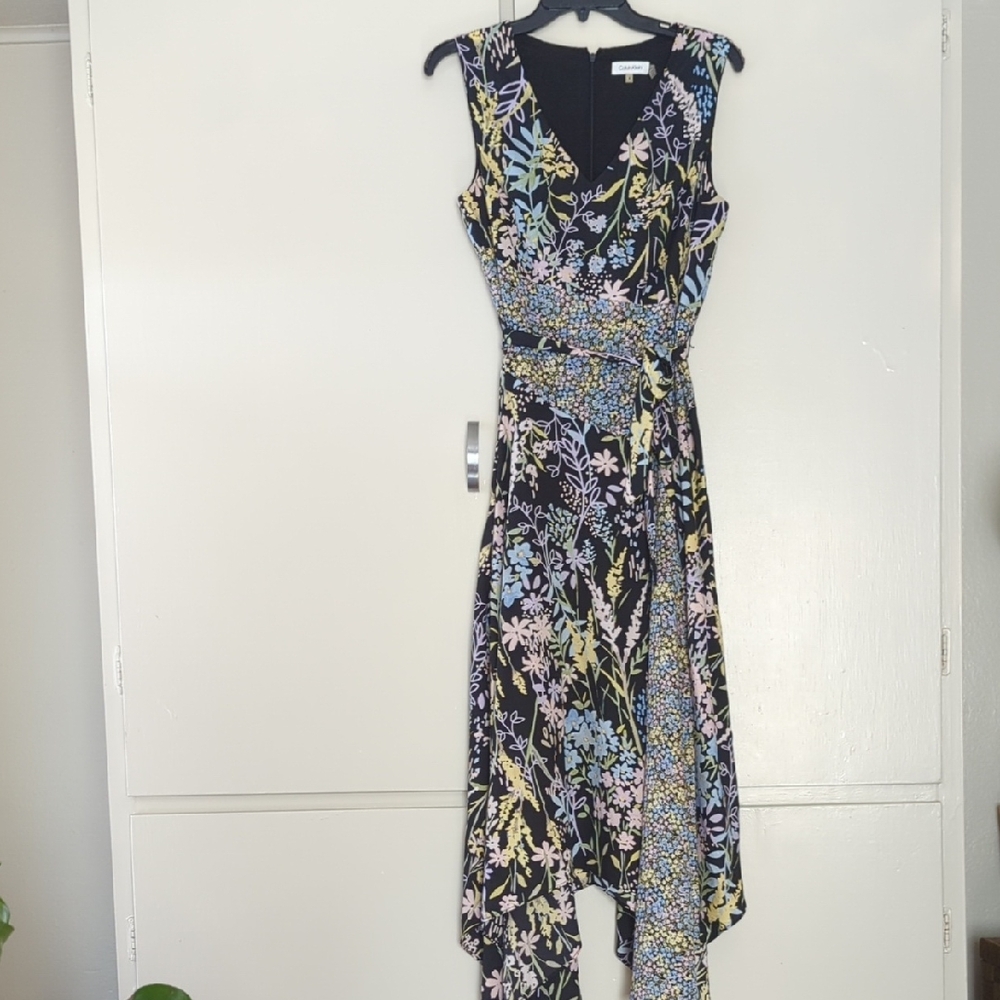 Calvin Klein Blue and Purple Asymmetrical Sundress